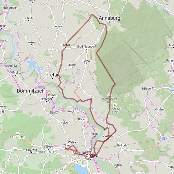 Map miniature of "The Altered Landscapes" cycling inspiration in Leipzig, Germany. Generated by Tarmacs.app cycling route planner