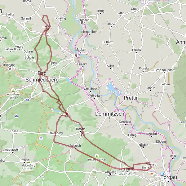 Karten-Miniaturansicht der Radinspiration "Zinna - Süptitzer Höhen - Roitzsch Rundtour" in Leipzig, Germany. Erstellt vom Tarmacs.app-Routenplaner für Radtouren