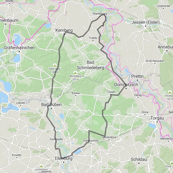 Map miniature of "Historical Highlights Tour" cycling inspiration in Leipzig, Germany. Generated by Tarmacs.app cycling route planner