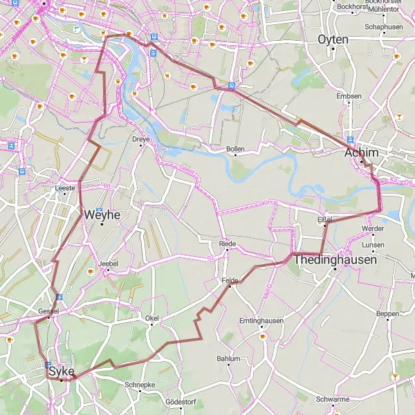 Map miniature of "Exploring the Lüneburg Gravel Trails" cycling inspiration in Lüneburg, Germany. Generated by Tarmacs.app cycling route planner