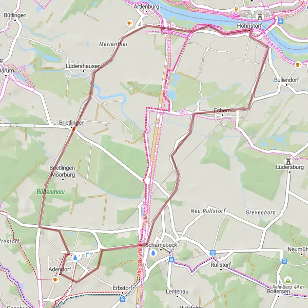 Map miniature of "Artlenburg Loop adventure" cycling inspiration in Lüneburg, Germany. Generated by Tarmacs.app cycling route planner