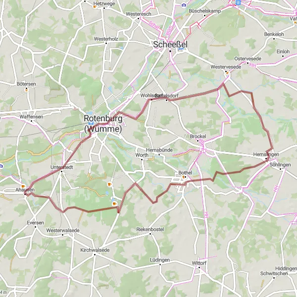 Map miniature of "Gravel Expedition to Bartelsdorf" cycling inspiration in Lüneburg, Germany. Generated by Tarmacs.app cycling route planner