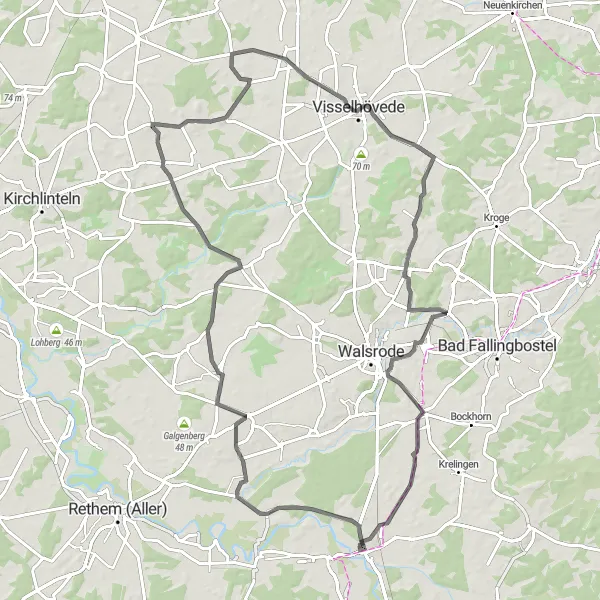 Karten-Miniaturansicht der Radinspiration "Road-Tour in der Lüneburger Heide" in Lüneburg, Germany. Erstellt vom Tarmacs.app-Routenplaner für Radtouren