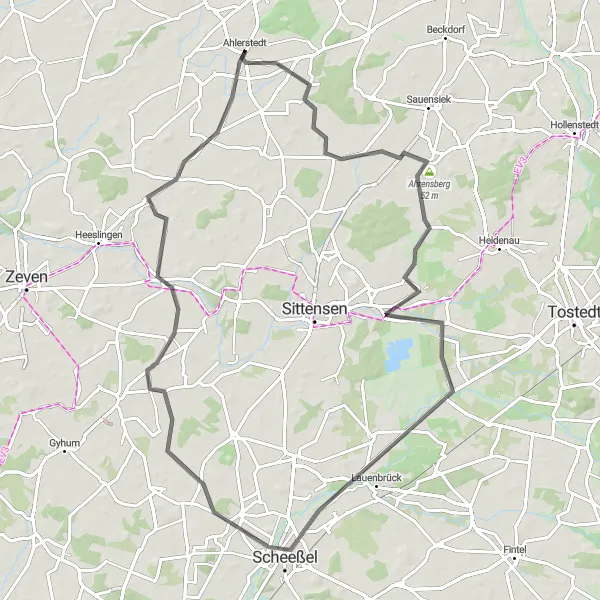 Map miniature of "Wohnste Round-Trip" cycling inspiration in Lüneburg, Germany. Generated by Tarmacs.app cycling route planner