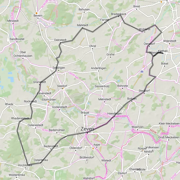 Karten-Miniaturansicht der Radinspiration "Straßentour durch die Region" in Lüneburg, Germany. Erstellt vom Tarmacs.app-Routenplaner für Radtouren