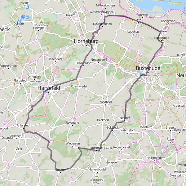 Map miniature of "Ahlerstedt - Road Cycling Adventure" cycling inspiration in Lüneburg, Germany. Generated by Tarmacs.app cycling route planner