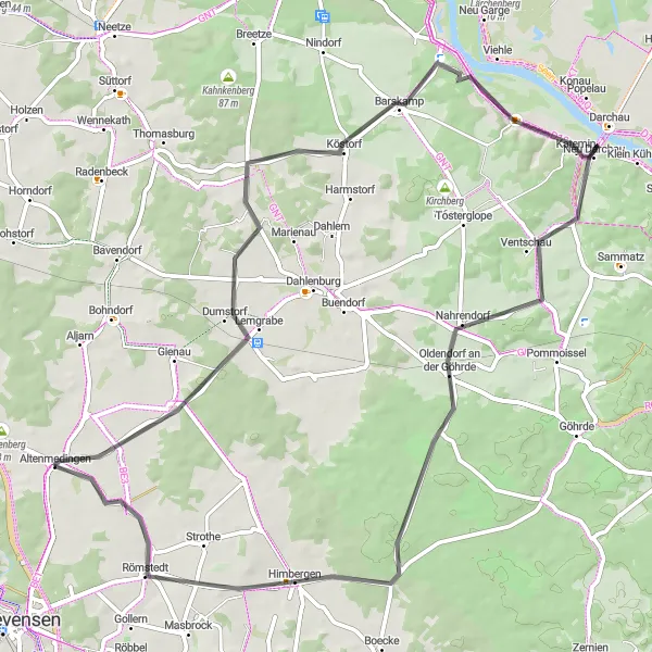 Karten-Miniaturansicht der Radinspiration "Hügeliges Hinterland" in Lüneburg, Germany. Erstellt vom Tarmacs.app-Routenplaner für Radtouren
