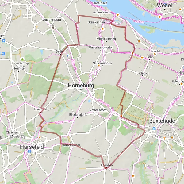 Karten-Miniaturansicht der Radinspiration "Idyllische Tour durch Apensen" in Lüneburg, Germany. Erstellt vom Tarmacs.app-Routenplaner für Radtouren