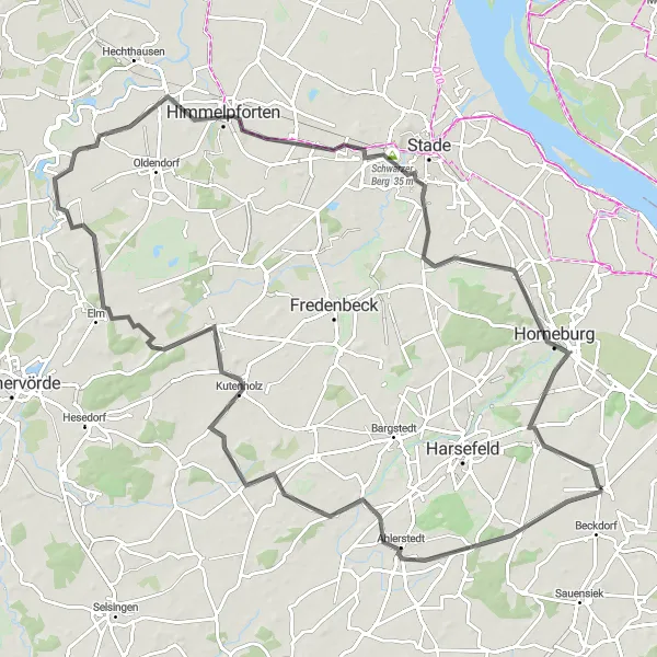 Map miniature of "Elbe Valley Escape" cycling inspiration in Lüneburg, Germany. Generated by Tarmacs.app cycling route planner