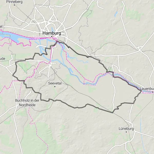 Map miniature of "Lüneburg Adventure" cycling inspiration in Lüneburg, Germany. Generated by Tarmacs.app cycling route planner