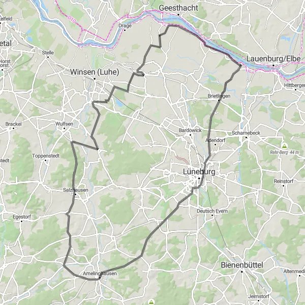 Karten-Miniaturansicht der Radinspiration "Dörfer und Landschaften" in Lüneburg, Germany. Erstellt vom Tarmacs.app-Routenplaner für Radtouren