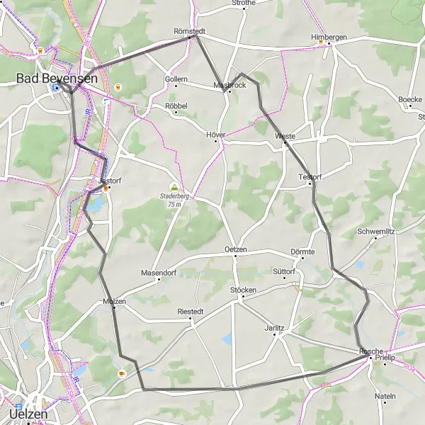 Map miniature of "Lüneburg Bike Adventure" cycling inspiration in Lüneburg, Germany. Generated by Tarmacs.app cycling route planner