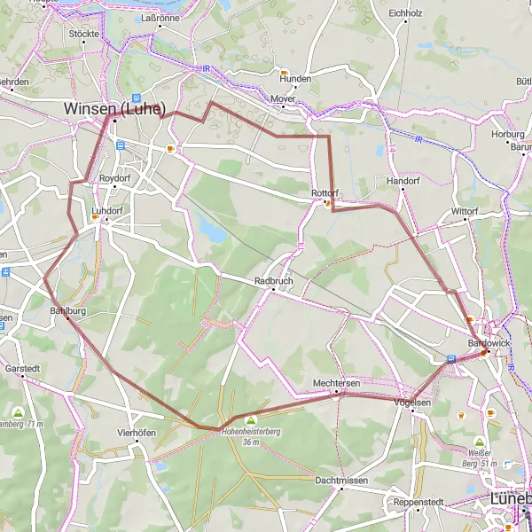 Map miniature of "Mechtersen Loop" cycling inspiration in Lüneburg, Germany. Generated by Tarmacs.app cycling route planner