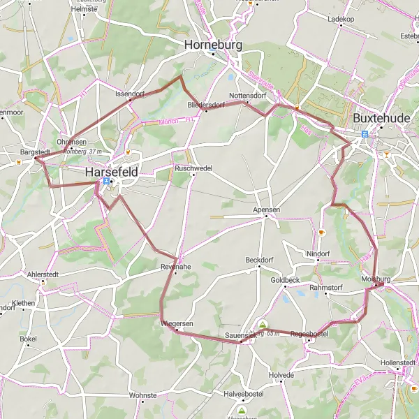 Map miniature of "Nottensdorf Hub" cycling inspiration in Lüneburg, Germany. Generated by Tarmacs.app cycling route planner