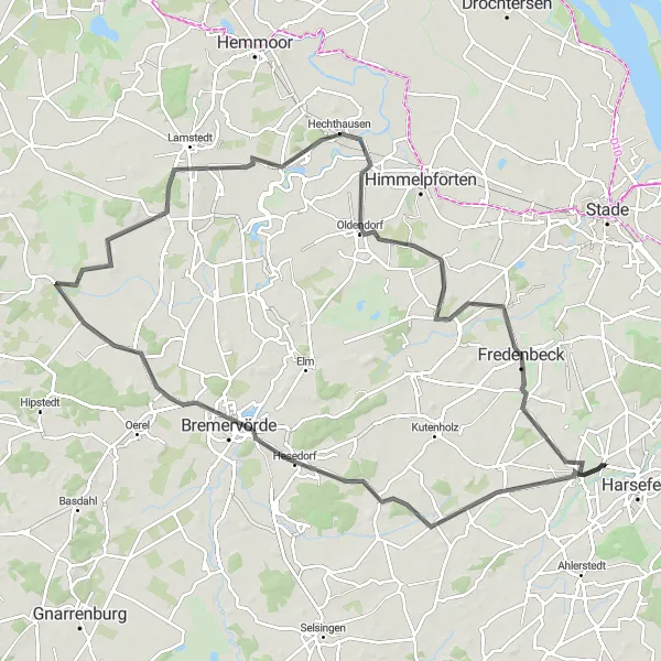 Map miniature of "Bargstedt Road Challenge" cycling inspiration in Lüneburg, Germany. Generated by Tarmacs.app cycling route planner