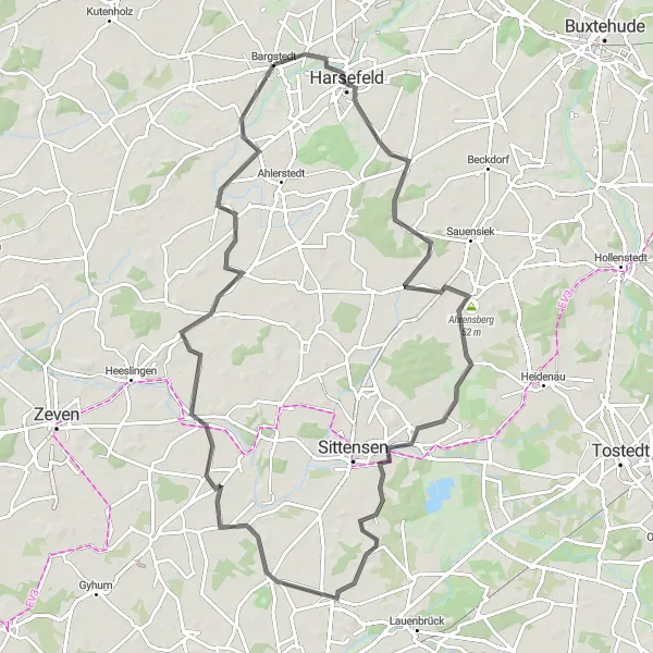 Map miniature of "Romberg Road Tour" cycling inspiration in Lüneburg, Germany. Generated by Tarmacs.app cycling route planner