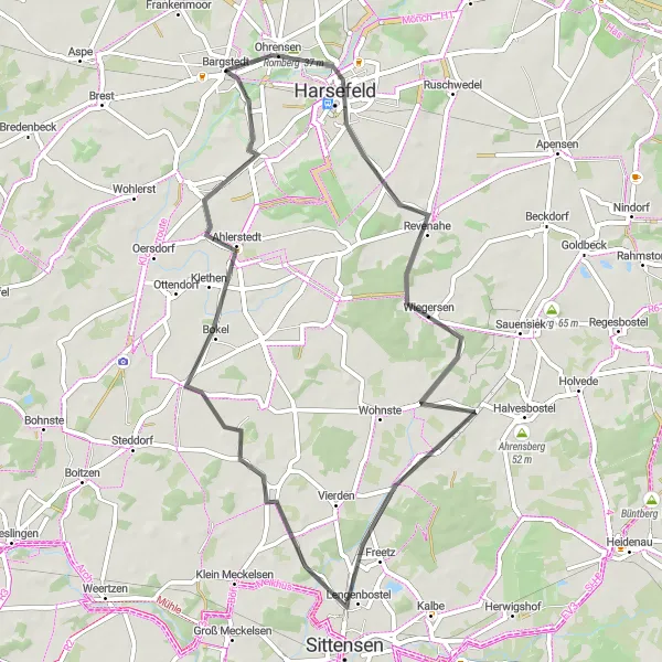 Karten-Miniaturansicht der Radinspiration "Romberg und Harsefeld Rundfahrt" in Lüneburg, Germany. Erstellt vom Tarmacs.app-Routenplaner für Radtouren