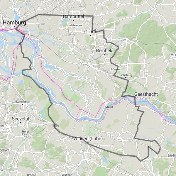 Map miniature of "Exploring Lüneburg's Surroundings on a Road Cycling Adventure" cycling inspiration in Lüneburg, Germany. Generated by Tarmacs.app cycling route planner
