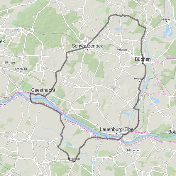 Karten-Miniaturansicht der Radinspiration "Elbumel Tour" in Lüneburg, Germany. Erstellt vom Tarmacs.app-Routenplaner für Radtouren