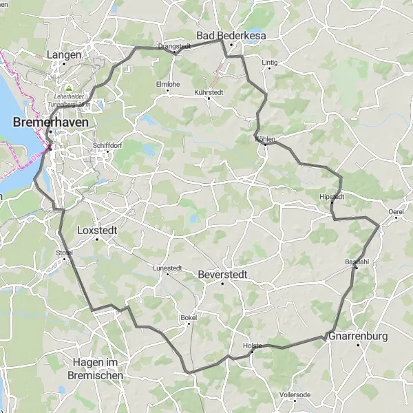 Karten-Miniaturansicht der Radinspiration "Bremerhaven-Route" in Lüneburg, Germany. Erstellt vom Tarmacs.app-Routenplaner für Radtouren