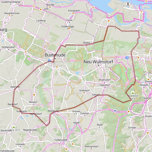 Map miniature of "Gravel Adventure" cycling inspiration in Lüneburg, Germany. Generated by Tarmacs.app cycling route planner