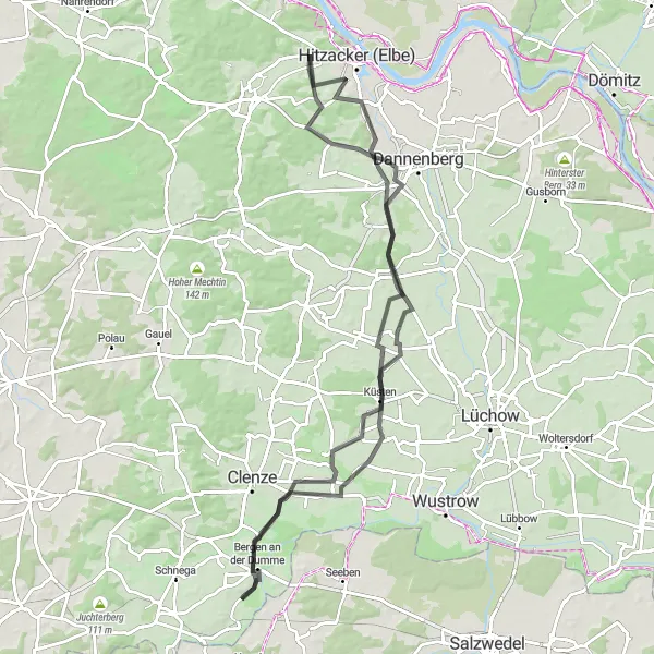 Karten-Miniaturansicht der Radinspiration "Bergen und Umgebung entdecken" in Lüneburg, Germany. Erstellt vom Tarmacs.app-Routenplaner für Radtouren