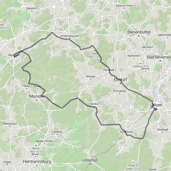 Karten-Miniaturansicht der Radinspiration "Road-Cycling-Tour durch Lüneburgs Naturschönheiten" in Lüneburg, Germany. Erstellt vom Tarmacs.app-Routenplaner für Radtouren