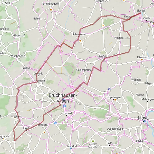 Map miniature of "Blender Gravel Adventure" cycling inspiration in Lüneburg, Germany. Generated by Tarmacs.app cycling route planner