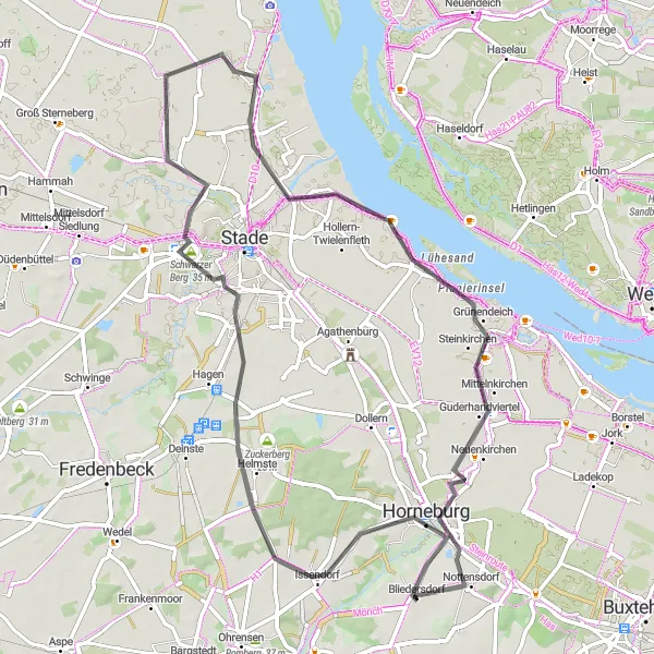 Karten-Miniaturansicht der Radinspiration "Erlebe die Vielfalt der Region" in Lüneburg, Germany. Erstellt vom Tarmacs.app-Routenplaner für Radtouren