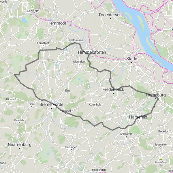 Map miniature of "The Road to Deinste" cycling inspiration in Lüneburg, Germany. Generated by Tarmacs.app cycling route planner