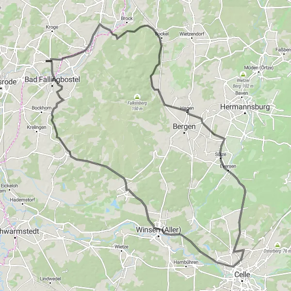 Karten-Miniaturansicht der Radinspiration "Längere Entdeckungstour durch die Region" in Lüneburg, Germany. Erstellt vom Tarmacs.app-Routenplaner für Radtouren