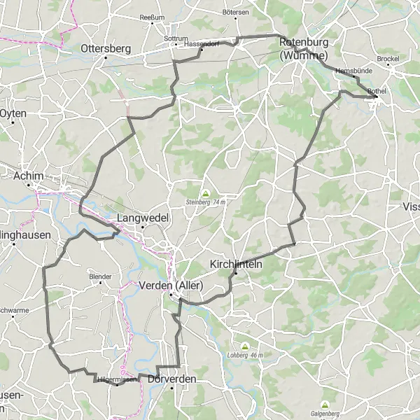 Map miniature of "The Lüneburg Loop" cycling inspiration in Lüneburg, Germany. Generated by Tarmacs.app cycling route planner