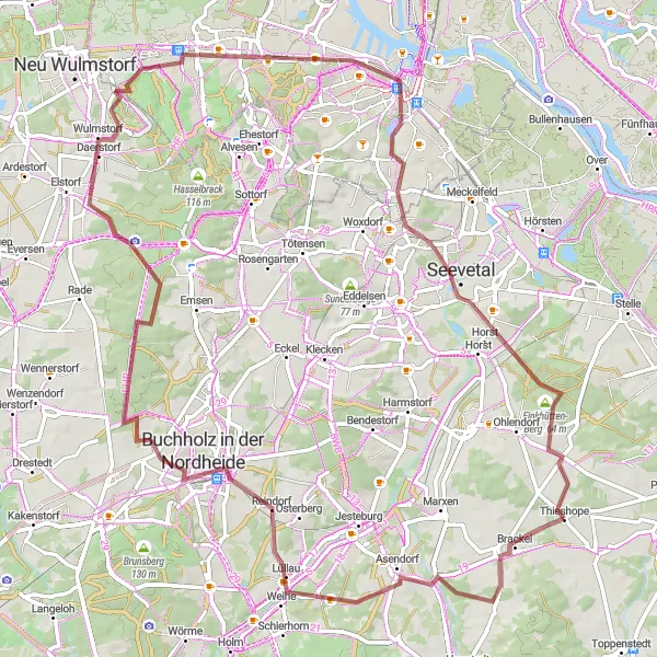 Karten-Miniaturansicht der Radinspiration "Rundtour um Brackel mit Besuch von Buchholz in der Nordheide" in Lüneburg, Germany. Erstellt vom Tarmacs.app-Routenplaner für Radtouren