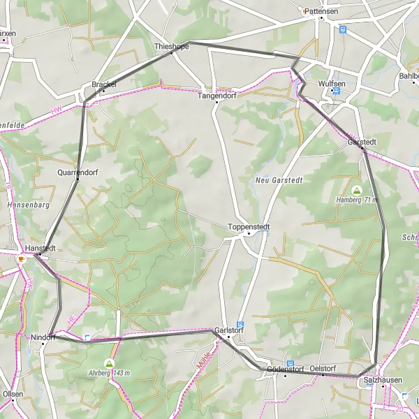 Map miniature of "Scenic Road Exploration" cycling inspiration in Lüneburg, Germany. Generated by Tarmacs.app cycling route planner