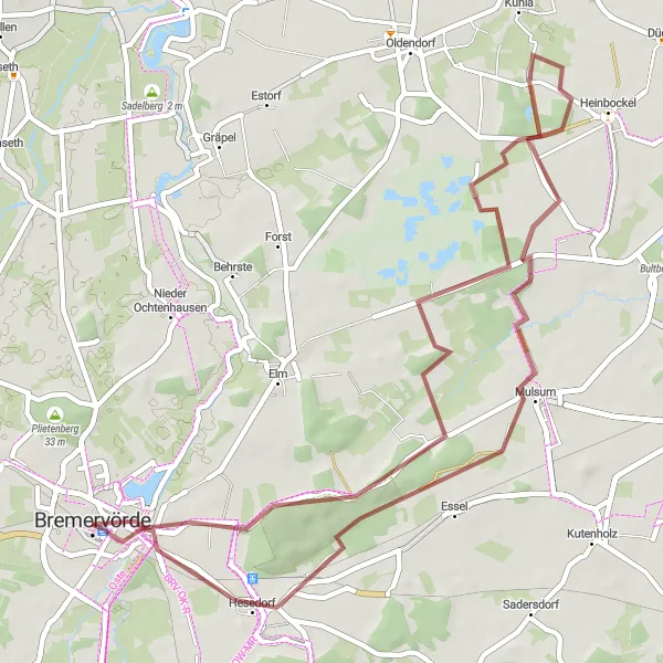 Map miniature of "Nature's Escape" cycling inspiration in Lüneburg, Germany. Generated by Tarmacs.app cycling route planner