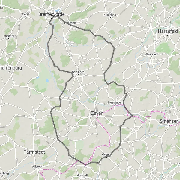 Map miniature of "Bremervörde Castle Tour" cycling inspiration in Lüneburg, Germany. Generated by Tarmacs.app cycling route planner