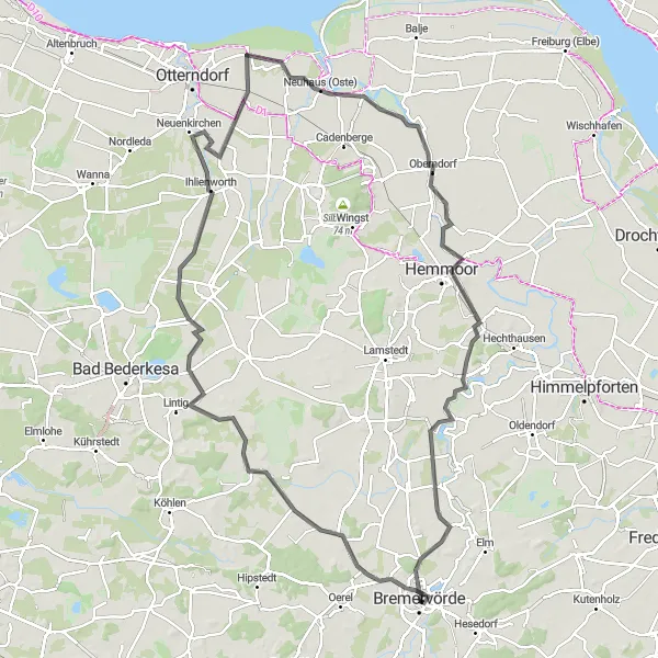 Map miniature of "Road Ride through Countryside" cycling inspiration in Lüneburg, Germany. Generated by Tarmacs.app cycling route planner