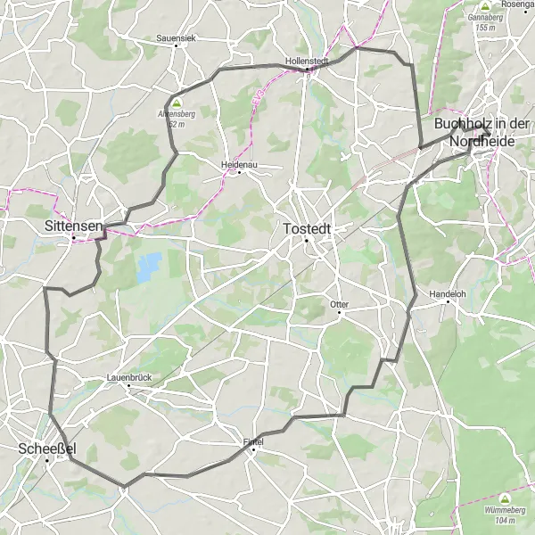 Map miniature of "The Todtshorn Adventure" cycling inspiration in Lüneburg, Germany. Generated by Tarmacs.app cycling route planner