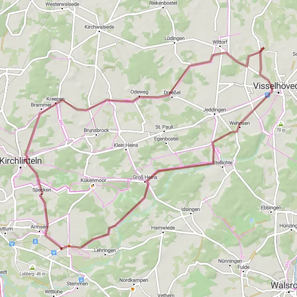 Map miniature of "The Odeweg Gravel Tour" cycling inspiration in Lüneburg, Germany. Generated by Tarmacs.app cycling route planner