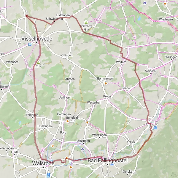 Map miniature of "Gravel Adventure: Buchholz to Walsrode" cycling inspiration in Lüneburg, Germany. Generated by Tarmacs.app cycling route planner