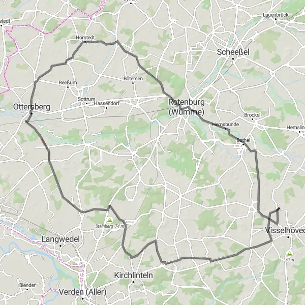 Karten-Miniaturansicht der Radinspiration "Rundtour Brunsbrock - Wittorf" in Lüneburg, Germany. Erstellt vom Tarmacs.app-Routenplaner für Radtouren