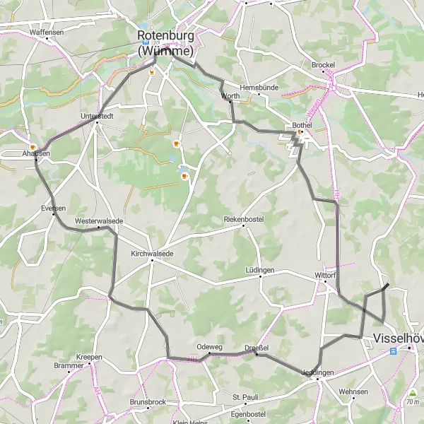 Map miniature of "The Ahausen Adventure" cycling inspiration in Lüneburg, Germany. Generated by Tarmacs.app cycling route planner
