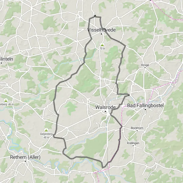 Karten-Miniaturansicht der Radinspiration "Rund um Buchholz und Visselhövede" in Lüneburg, Germany. Erstellt vom Tarmacs.app-Routenplaner für Radtouren