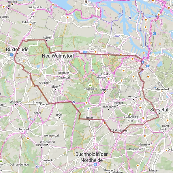 Map miniature of "Nature Escape" cycling inspiration in Lüneburg, Germany. Generated by Tarmacs.app cycling route planner