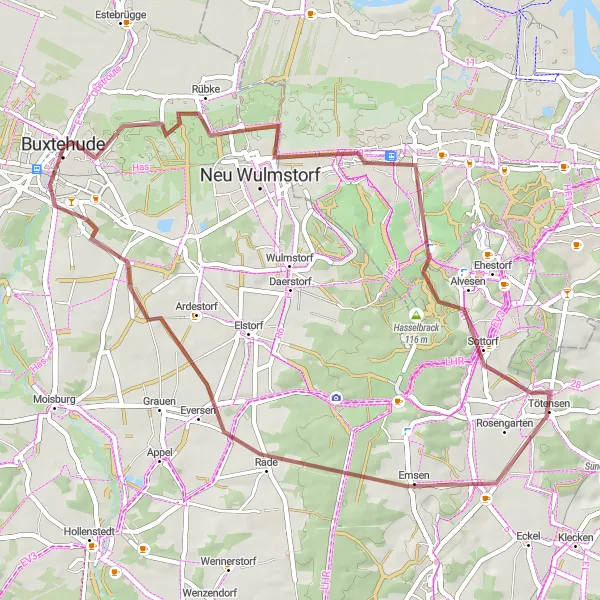 Map miniature of "Historic Journey" cycling inspiration in Lüneburg, Germany. Generated by Tarmacs.app cycling route planner