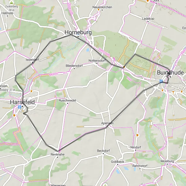 Map miniature of "Apensen Circuit" cycling inspiration in Lüneburg, Germany. Generated by Tarmacs.app cycling route planner