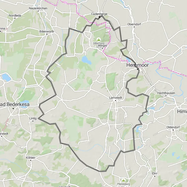 Karten-Miniaturansicht der Radinspiration "Radtour entlang von Hemmoor und Großenhain" in Lüneburg, Germany. Erstellt vom Tarmacs.app-Routenplaner für Radtouren