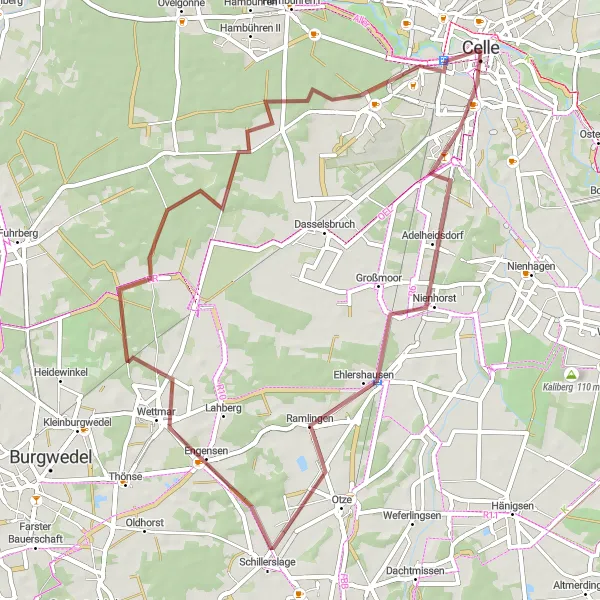 Map miniature of "Celle to Engensen" cycling inspiration in Lüneburg, Germany. Generated by Tarmacs.app cycling route planner