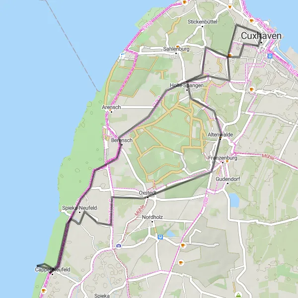 Karten-Miniaturansicht der Radinspiration "Rund um Oxstedt" in Lüneburg, Germany. Erstellt vom Tarmacs.app-Routenplaner für Radtouren