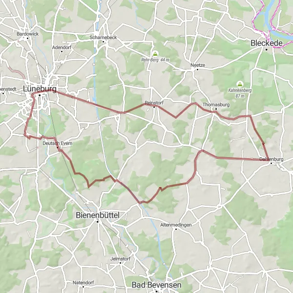 Map miniature of "Wulfstorf Loop" cycling inspiration in Lüneburg, Germany. Generated by Tarmacs.app cycling route planner